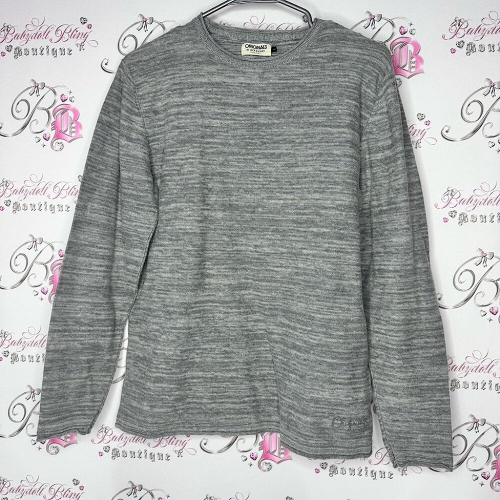 Jack & jones Gray knit Sweater weathered grey white soft knitted warm cozy